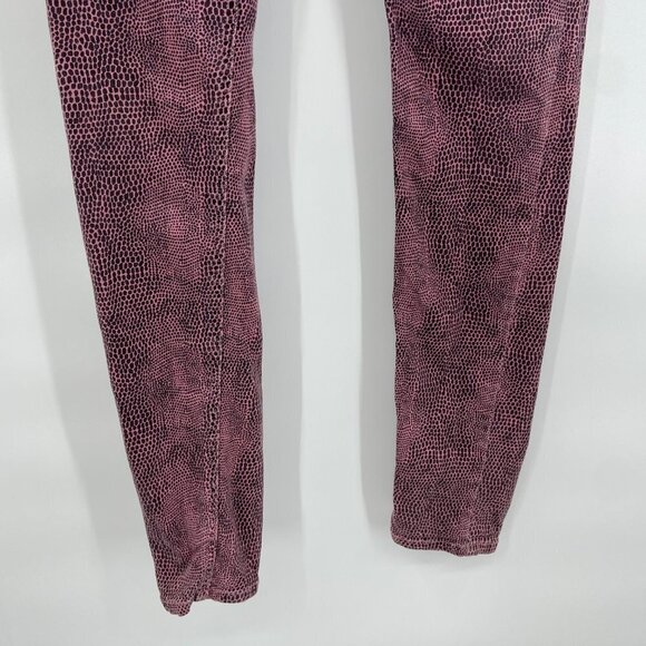 SELECTED FEMME *FLAWED* Annie Pink Black Reptile Print Mid Rise Skinny Jeans 27 - Picture 6 of 11
